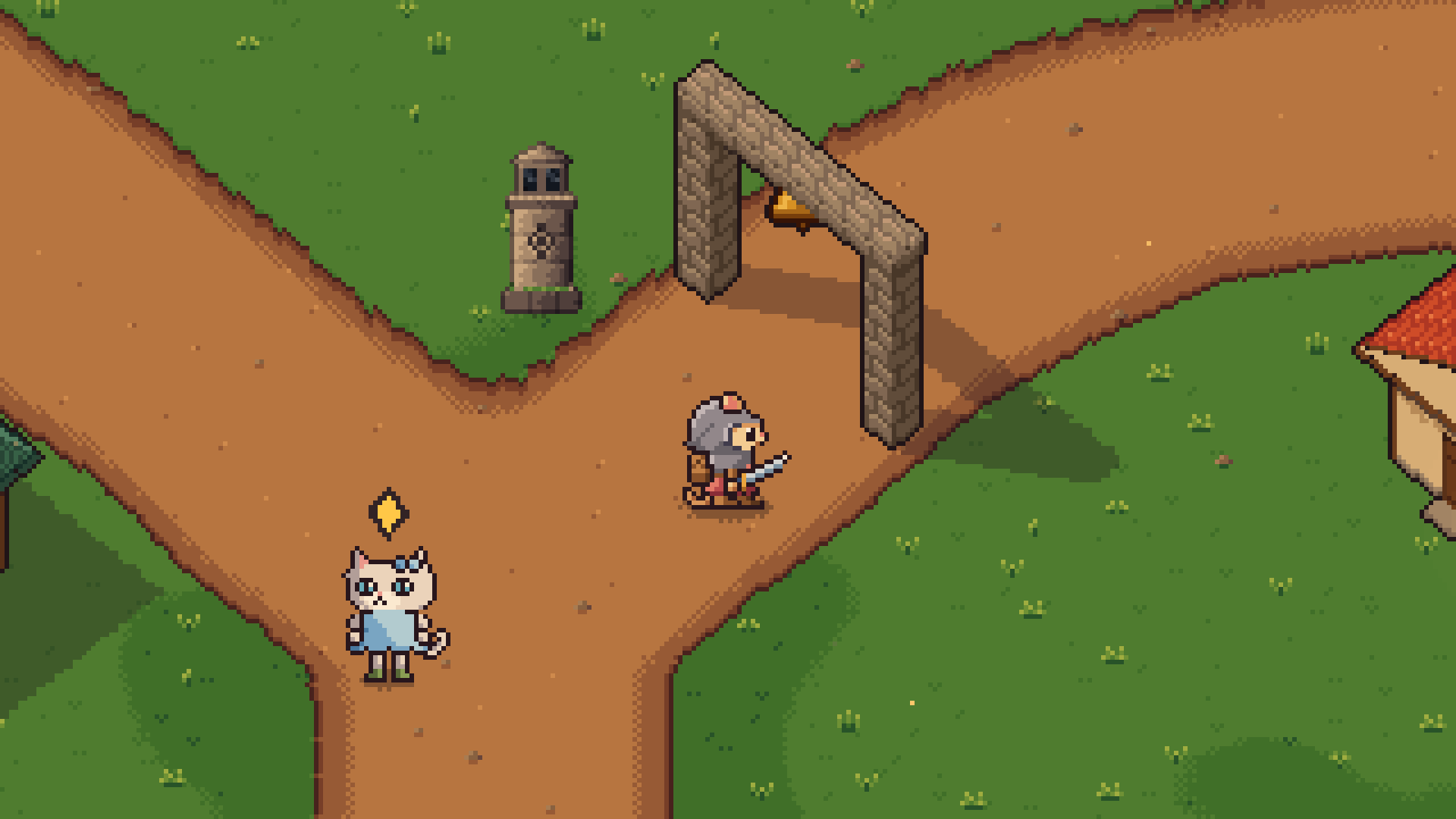 The same square at the same moment, drawn in 16-bit pixel art