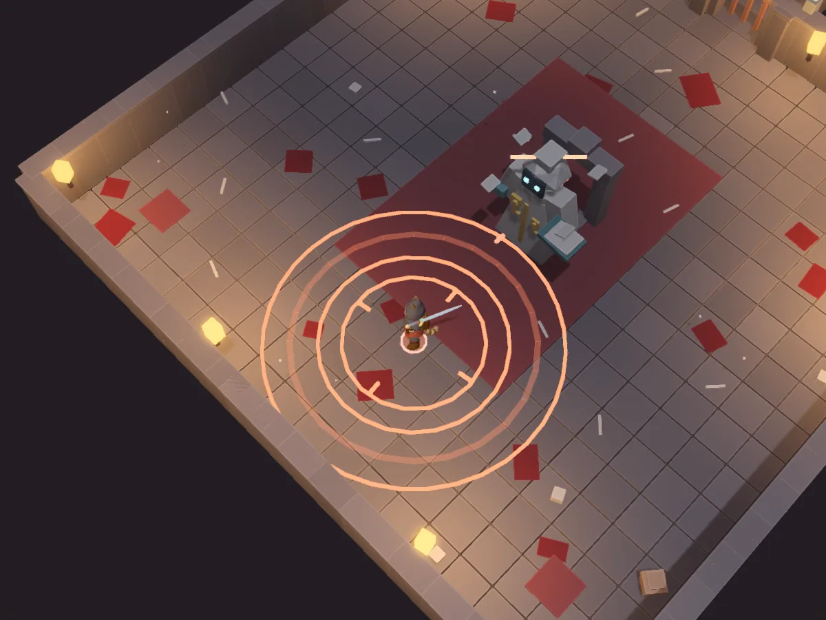 The Drowned Archive's guardian winding up a blow, in 3D