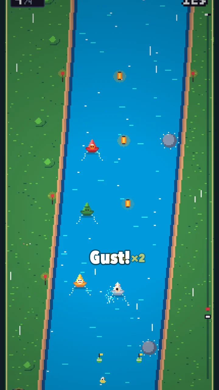 The paper boat regatta in pixel art