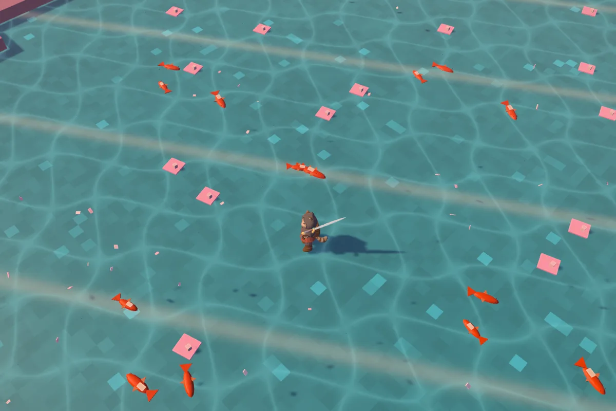 Koi and lily pads in a lake on the Rose Shore